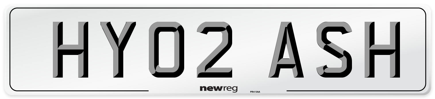 HY02 ASH Number Plate from New Reg